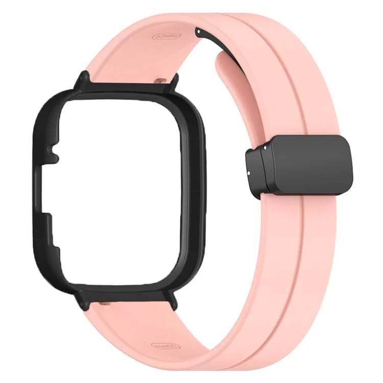 For Xiaomi Redmi Watch 3 Watch Band Black Magnetic Buckle Silicone Wrist Strap with Watch Case