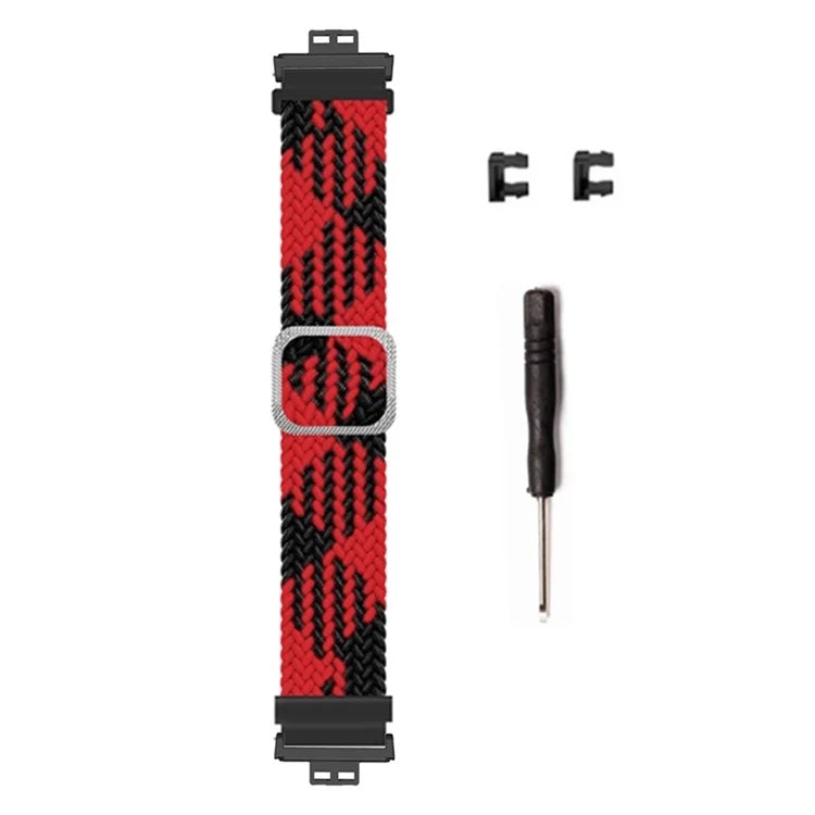 For Huawei Watch Fit / Watch Fit Special Edition Watch Band Nylon Braided Elastic Wrist Strap+Black