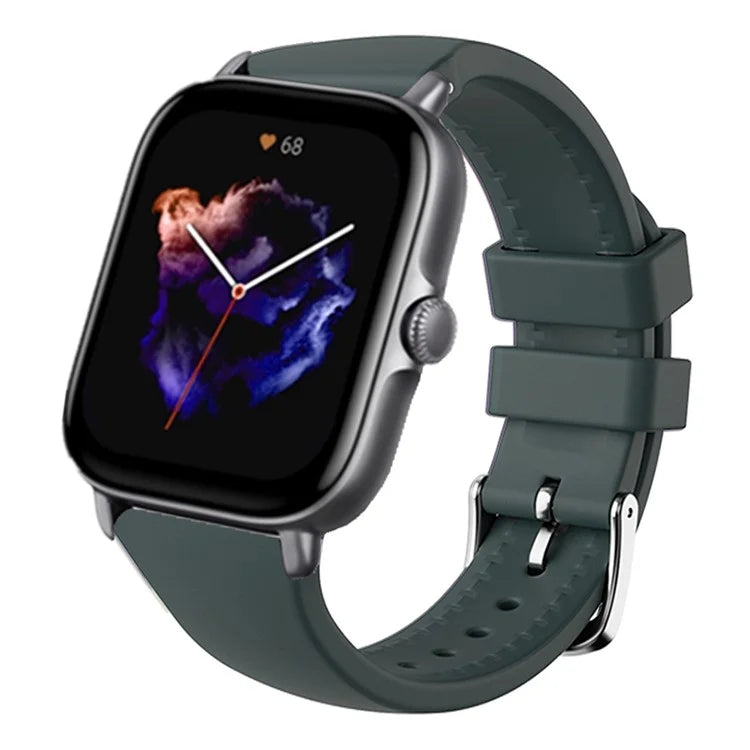 For Huami Amazfit GTS 4 / 3 / 2 / Mini / Bip U 20mm Smart Watch Strap Pin Buckle Silicone Bandish Green