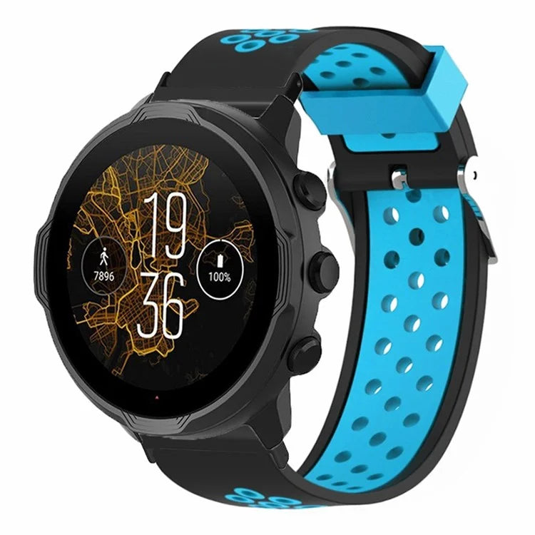 For Suunto Spartan Sport Wrist HR Baro / Suunto 7 Watch Band 24mm Silicone Strap Replacement with Breathable Holes