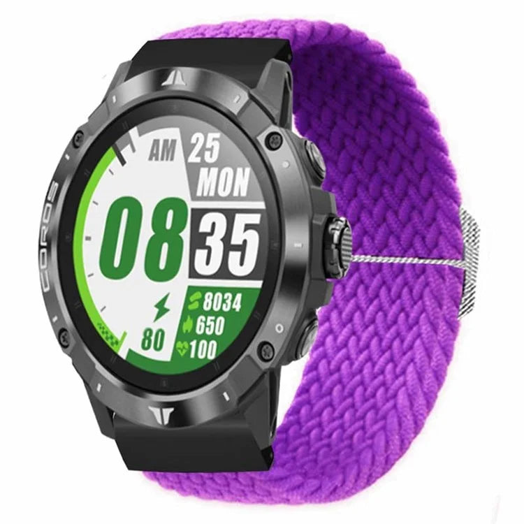 For Coros Vertix 2 / Garmin Fenix 7X / 6X / 5X Braided Watchbands Nylon Elastic Strap with 26mm PC Connector