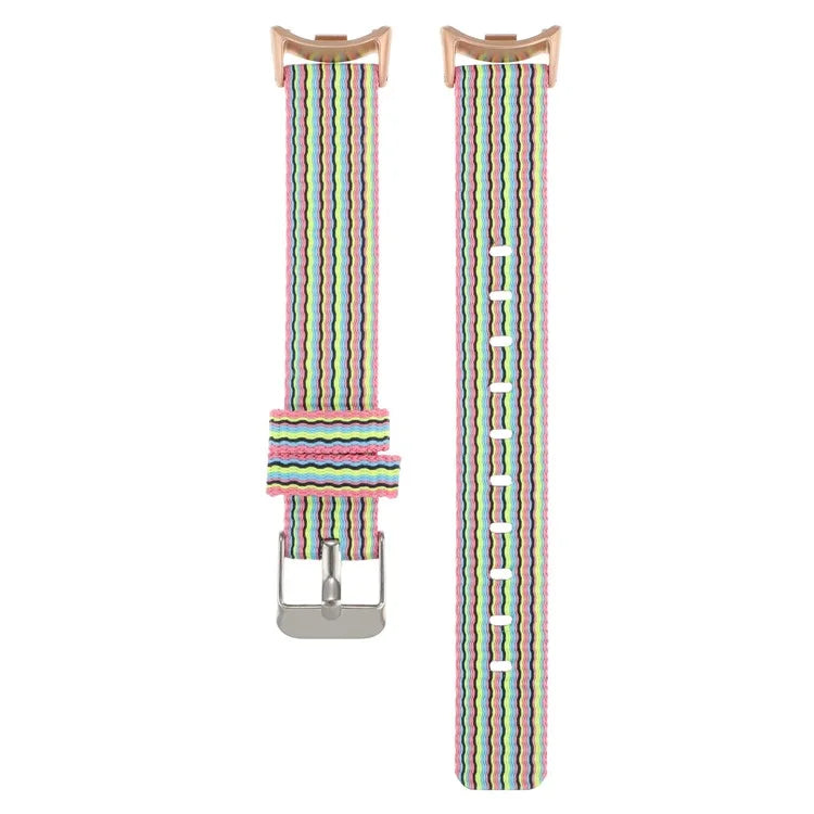For Xiaomi Smart Band 8 Nylon Watch Strap Adjustable Wrist Band Replacement+Colorful Stripes