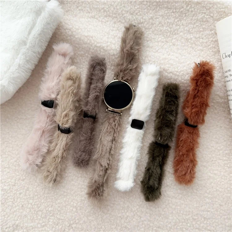 22mm Smart Watch Winter Plush Replacement Strap Magnetic Buckle Wrist Band
