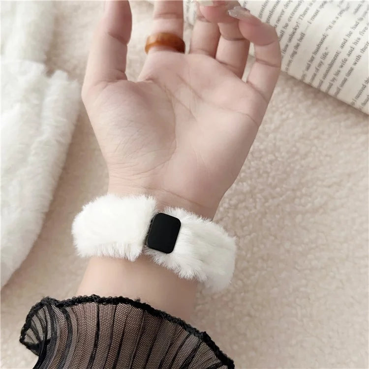 20mm Universal Smart Watch Stylish Plush Wrist Strap Folding Magnetic Buckle Replacement Band