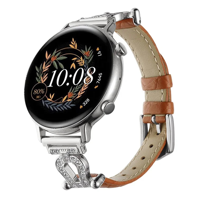 For Samsung Galaxy Watch3 45mm / Huawei Watch GT 4 46mm Watch Band 22mm Cowhide Leather Wrist Strap