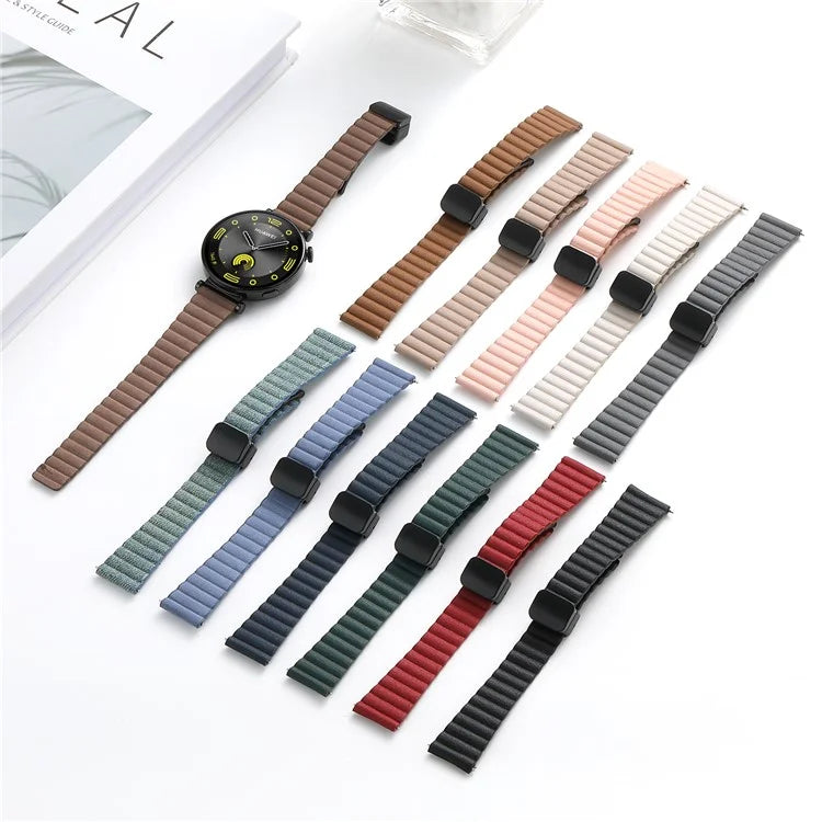 18mm Universal Watch Band Genuine Cow Leather Coated Silicone Magnetic Strap Replacementish Green
