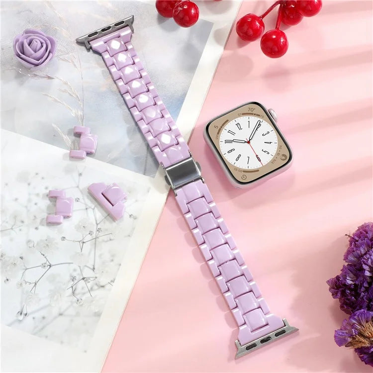 For Apple Watch Series 9 8 7 41mm / 6 5 4 SE (2023) SE (2022) SE 40mm / 3 2 1 38mm Resin Bands 3-Bead Watch Strap