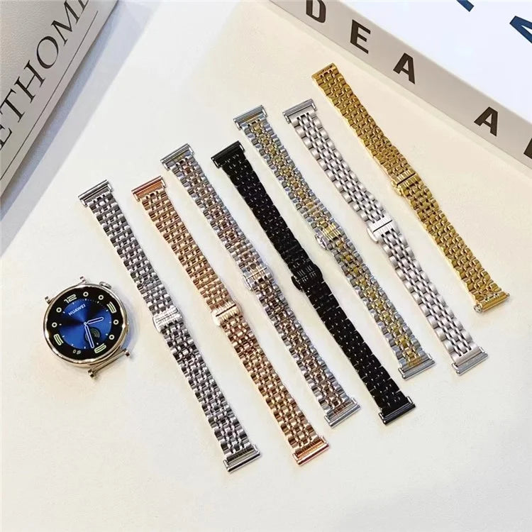 22mm Universal Watch Band Replacement Stainless Steel 7 Beads Strap+Rose Gold