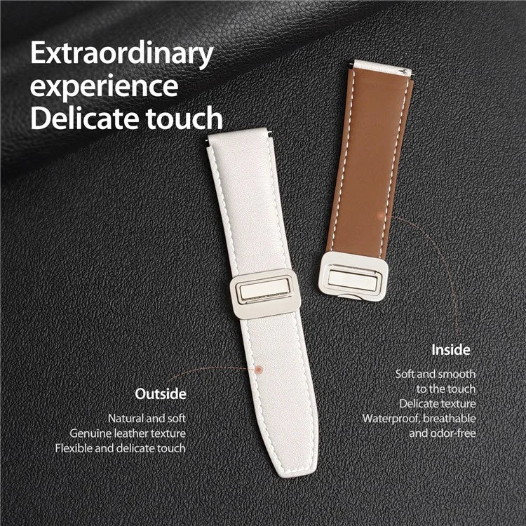 DUX DUCIS YA Series for Samsung Galaxy Watch6 / Watch5 / Huawei Watch GT3 Pro 43mm Genuine Cow Leather Strap 20mm Watch Band