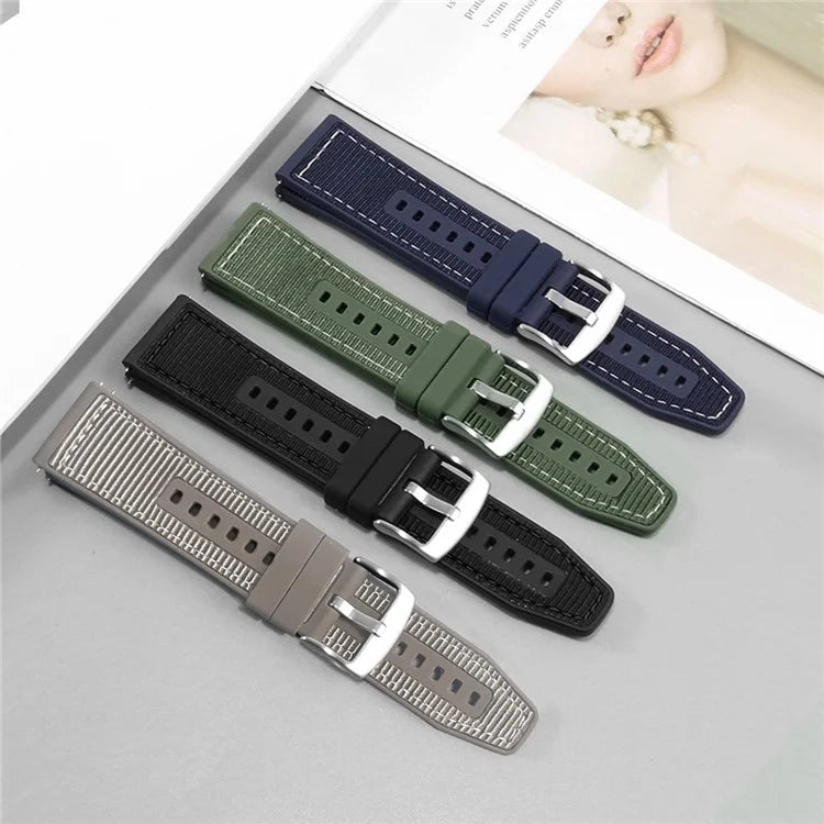 Universal 22mm Breathable Woven Canvas Replacement Strap Adjustable Smartwatch Band