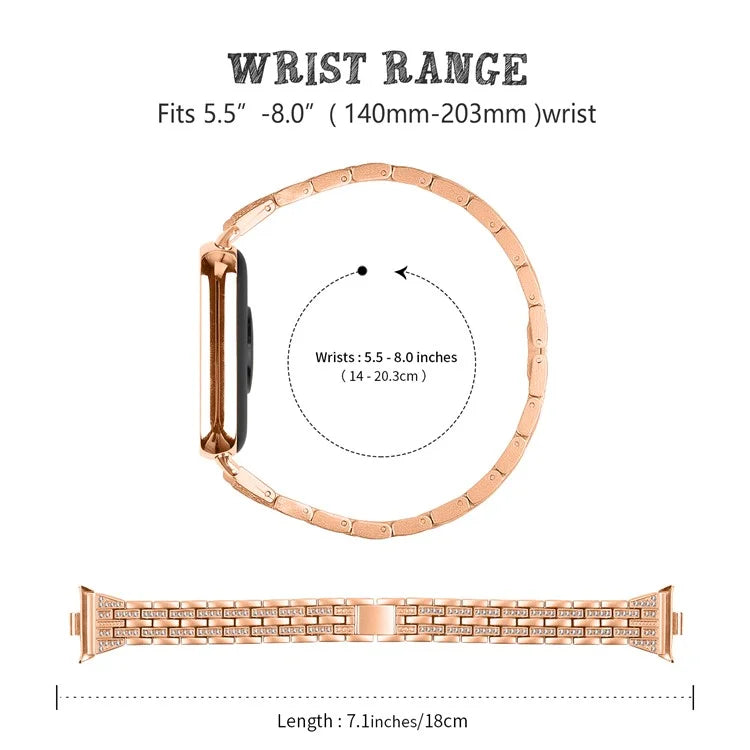 Metal Watch Strap for Xiaomi Redmi Watch 4 Bling Rhinestone Decor Bracelet Band