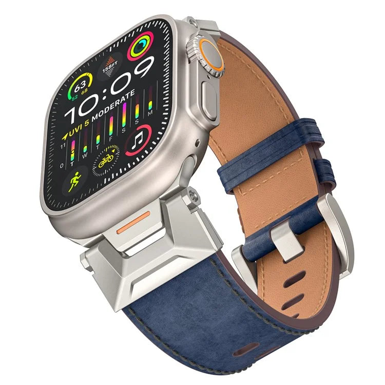 For Apple Watch Ultra 2 Ultra 49mm / Series 9 8 7 45mm / 6 5 4 SE (2023) SE (2022) SE 44mm / 3 2 1 42mm Leather Watch Band