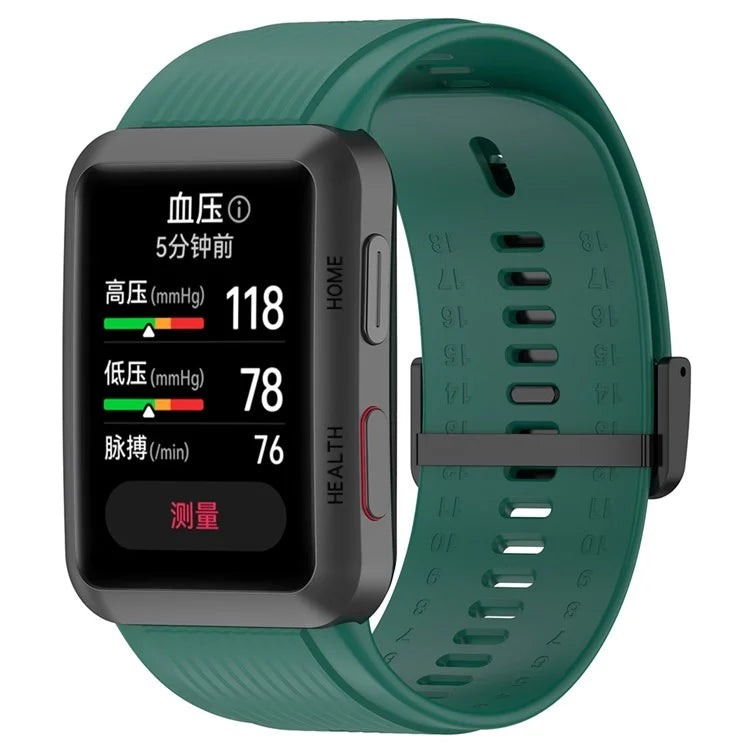 For Huawei Watch D Adjustable Silicone+Metal Watch Strap Flexible Wrist Band with Buckleish Green