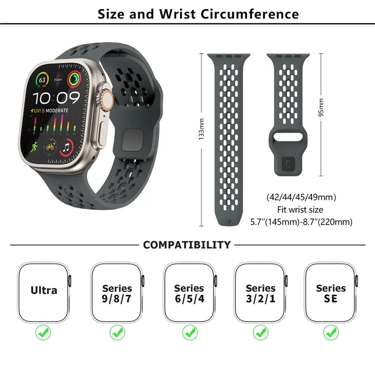 KALEBOL For Apple Watch Ultra 2 Ultra 49mm / Series 9 8 7 45mm / 6 5 4 SE (2022) SE (2023) SE 44mm / 3 2 1 42mm Fluorubber Watch Band