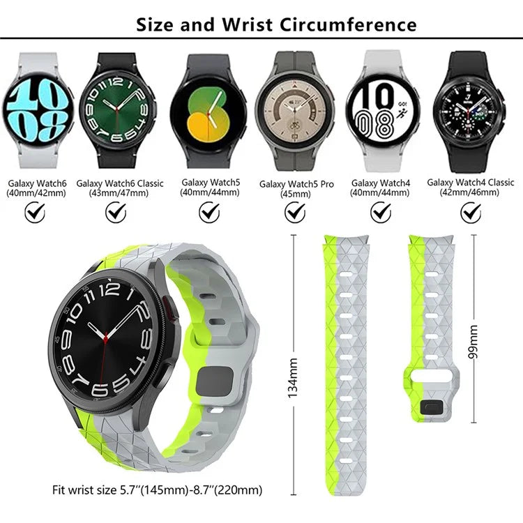 KALEBOL KLB-ZQWFKGJ-001 For Samsung Galaxy Watch FE 40mm / Watch 4 / 5 / 6 Football Pattern Silicone Watch Strap Band Green