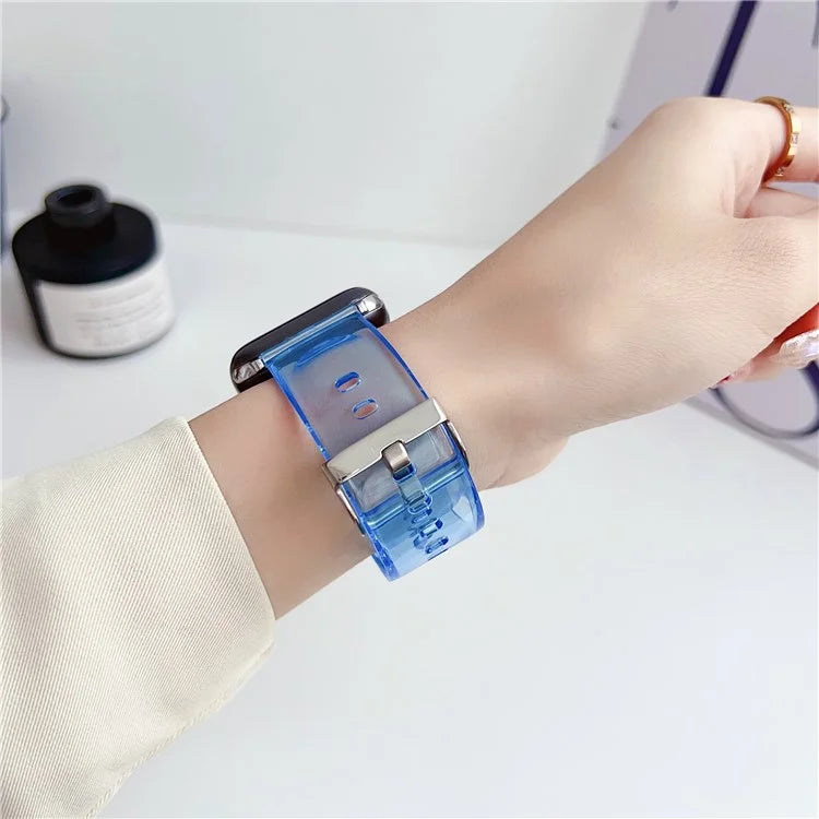 For Apple Watch Series 9 8 7 41mm / 6 5 4 SE (2023) SE (2022) SE 40mm / 3 2 1 38mm TPU Sports Wristbands Blue