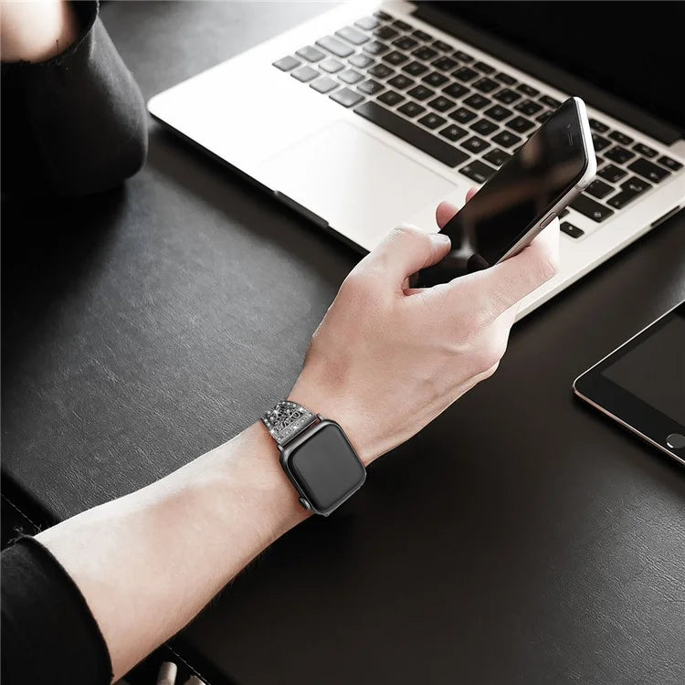 Rhinestones Decor Strap for Apple Watch Series 9 8 7 41mm / Series 6 5 4 SE SE (2022) SE (2023) 40mm / Series 3 2 1 38mm Alloy Band