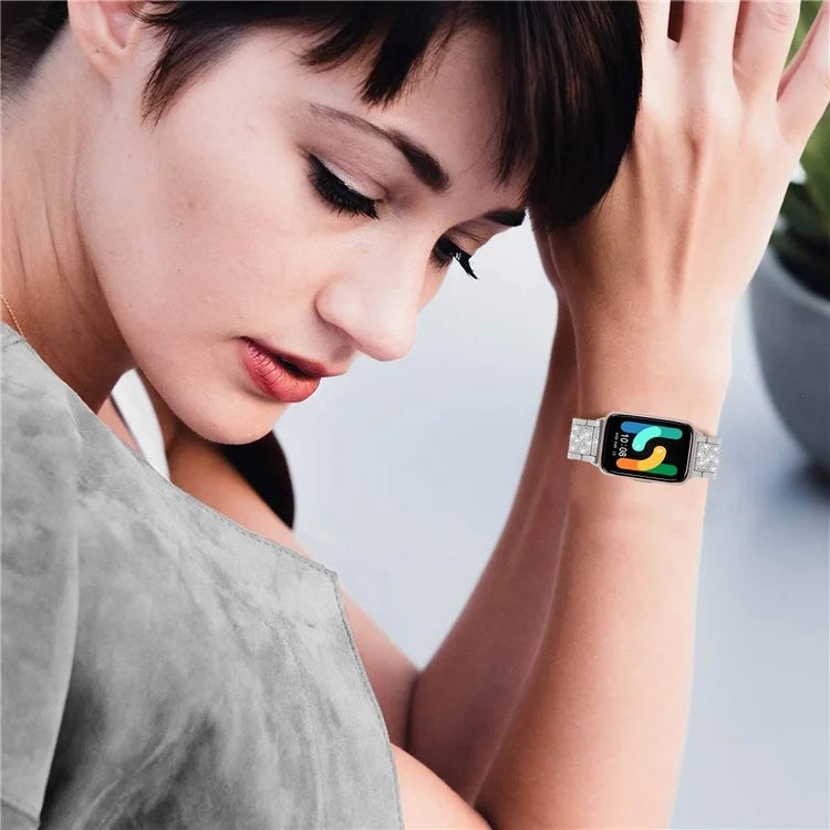 For Samsung Galaxy Fit3 SM-R390 Strap Replacement Shiny Rhinestone Metal Smart Watch Band