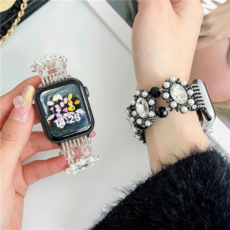 For Apple Watch Ultra 2 Ultra 49mm / 9 8 7 45mm / 6 5 4 SE (2023) SE (2022) SE 44mm / 3 2 1 42mm Pearl Bracelet Watch Band