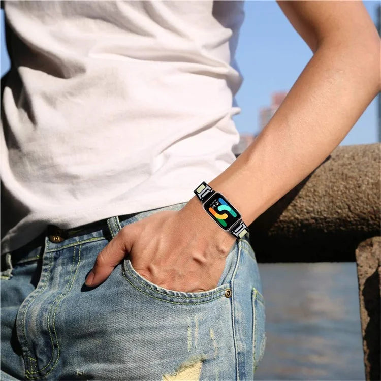 For Samsung Galaxy Fit3 SM-R390 Watch Strap Adjustable Metal Watch Band Fit for 5.2 inch-8.6 Inch- Silver+Black