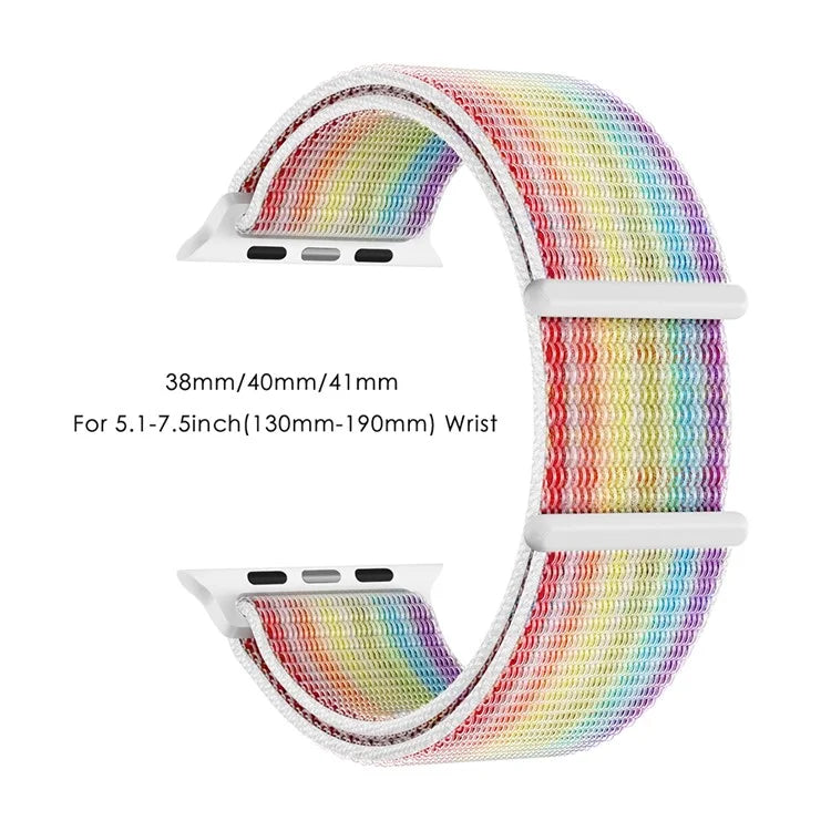 For Apple Watch Series 9 8 7 41mm / 6 5 4 SE (2023) SE (2022) SE 40mm / 3 2 1 38mm Nylon Watch Band Adjustable Magic Tape Strap