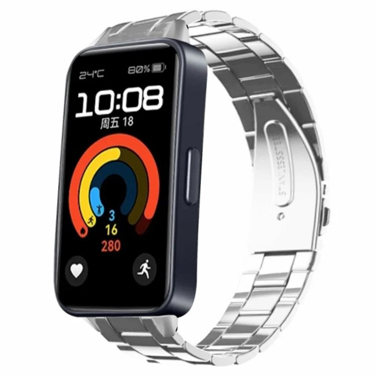 For Huawei Band 9 Watch Strap Stainless Steel Slim Watch Band with Metal Connector
