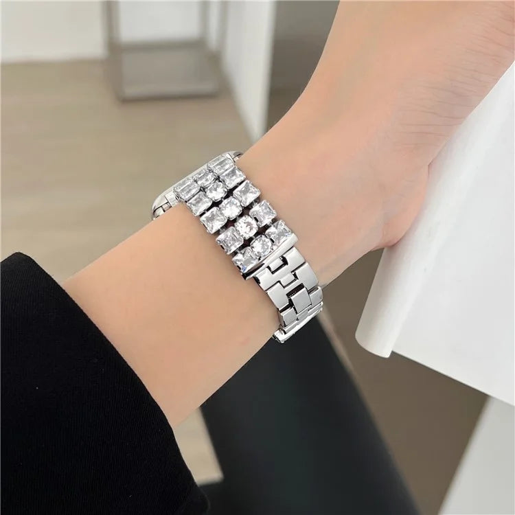 For Apple Watch Series 9 8 7 41mm / 6 5 4 SE (2022) SE (2023) SE 40mm / 3 2 1 38mm Wrist Watch Band Rhinestone Metal Strap
