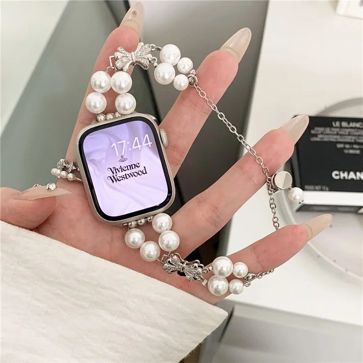 For Apple Watch Ultra 2 Ultra 49mm / Series 9 8 7 45mm / 6 5 4 SE (2022) SE (2023) SE 44mm / 3 2 1 42mm Watch Band Pearls Bracelet