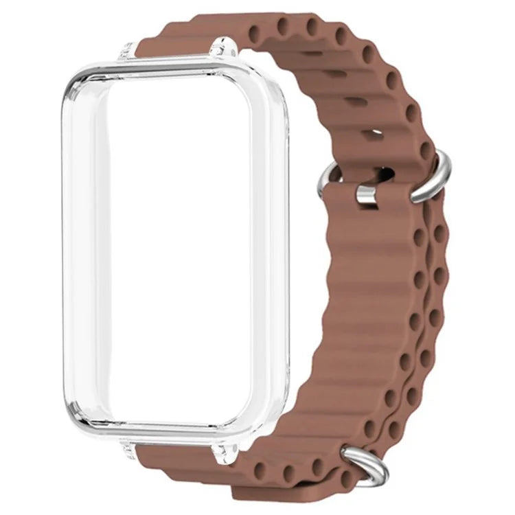 For Honor Band 9 Watch Band Ocean Silicone Strap with Transparent Case