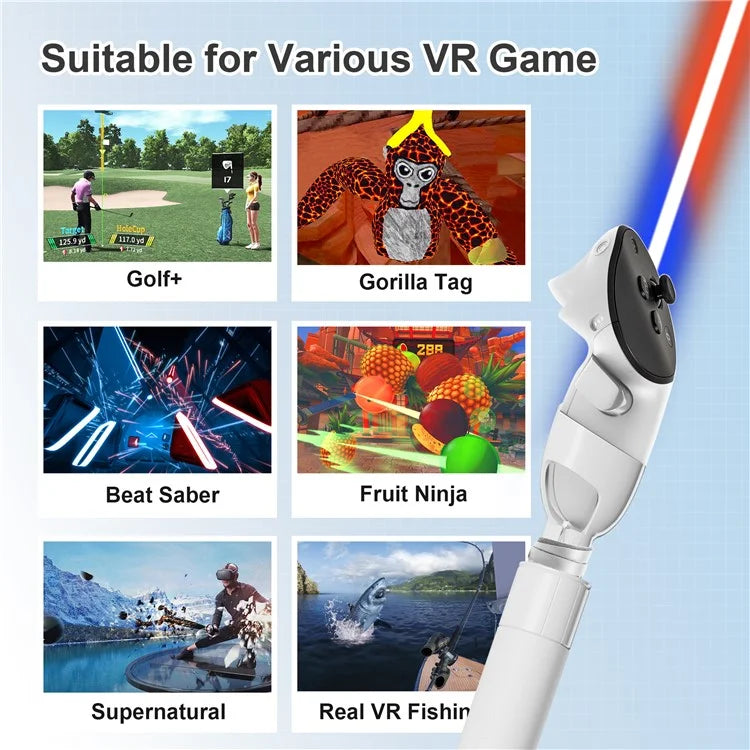 DEVASO Handle Extension Grip for Meta Quest 3 VR Headset Golf Game Handle Accessories