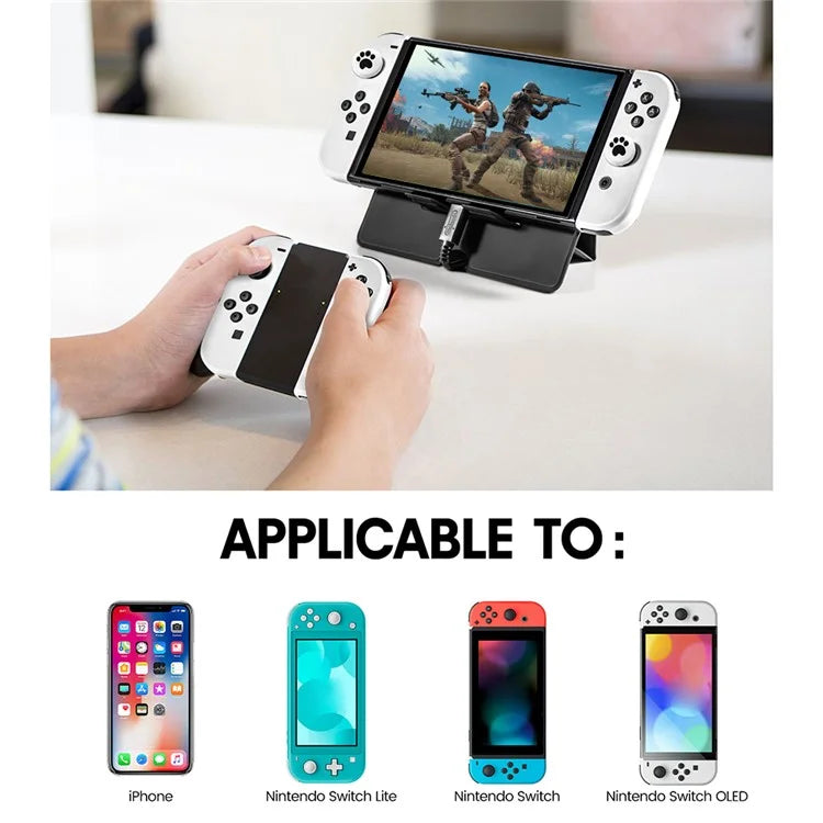 DEVASO For Nintendo Switch / Switch OLED Supporting Stand Holder + 2PCS Tempered Glass Screen Films + 1 Pair Joystick Cap