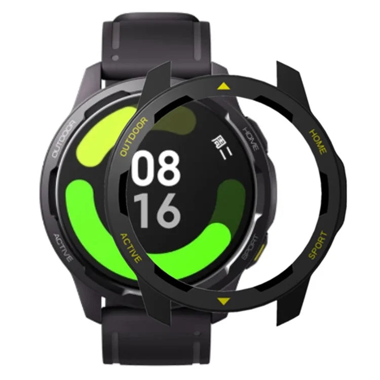 For Xiaomi Watch S1 Active / Watch Color 2 Protective Cover Hard PC Watch Case Hollow Frame+Yellow