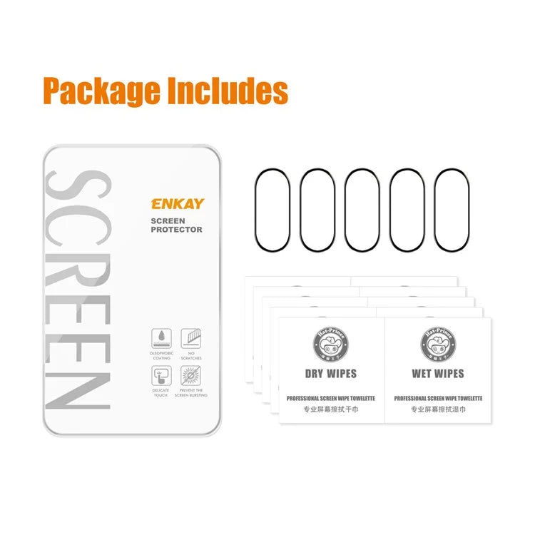 ENKAY HAT PRINCE 5Pcs For Xiaomi Mi Band 9 Screen Protector 3D Curved PC+PMMA Watch Screen Film