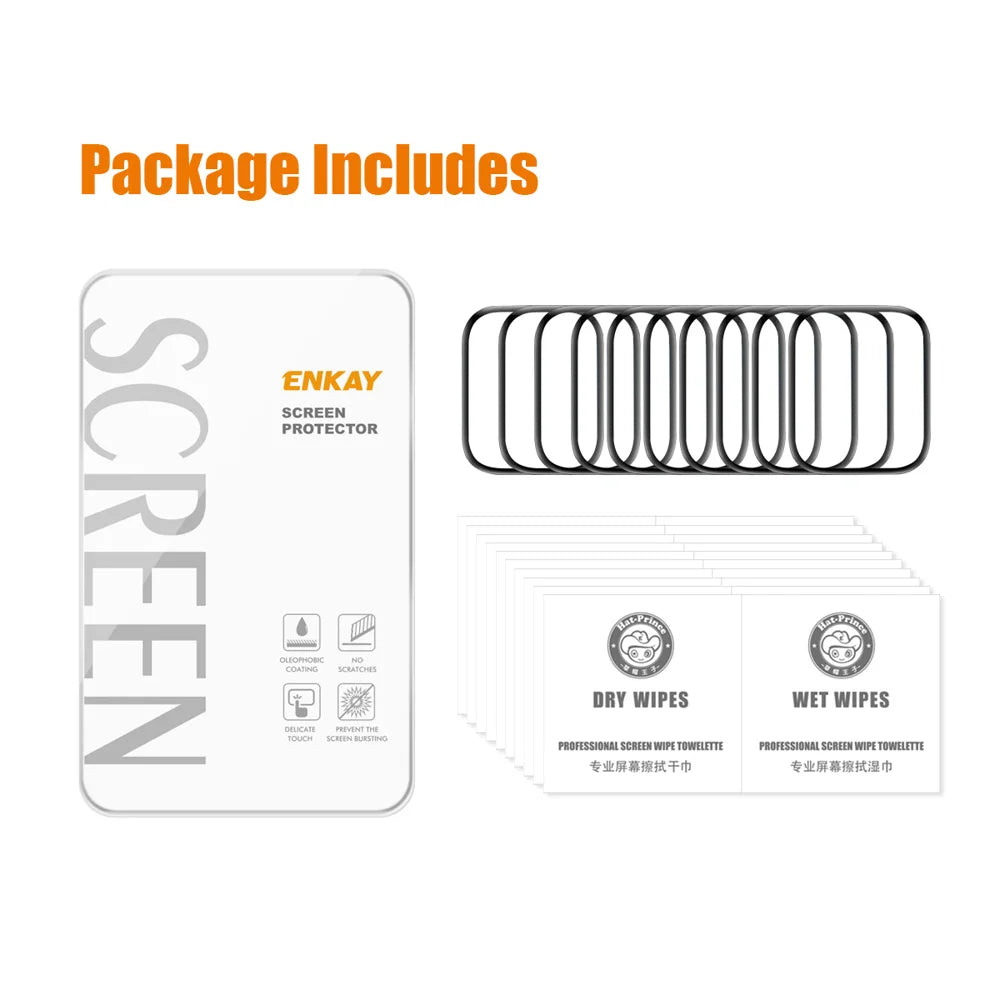 For Apple Watch Series 10 46mm ENKAY HAT PRINCE 10Pcs Screen Protector 3D Curved PC + PMMA Ultra Clear Film - Transparent