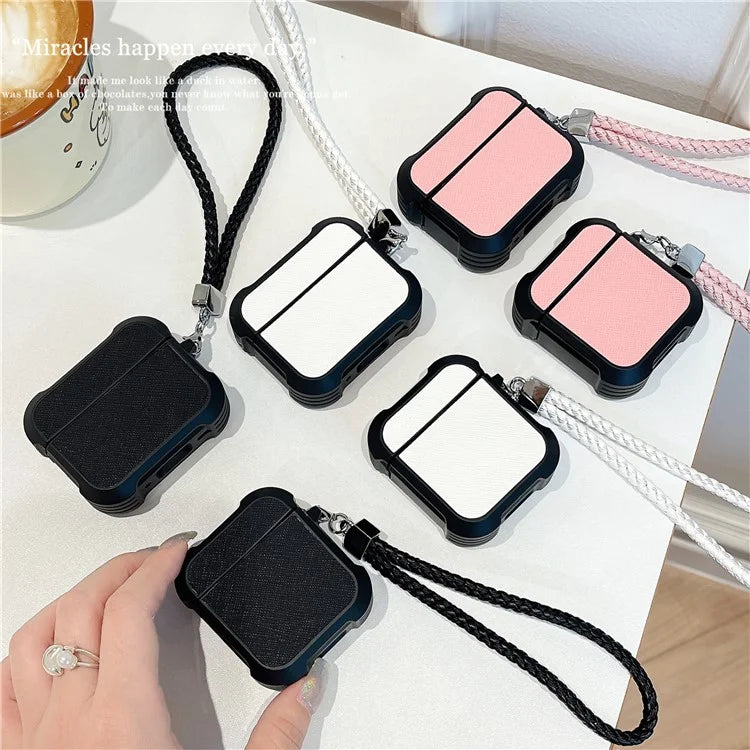 For Apple AirPods with Charging Case (2016) / (2019) / AirPods with Wireless Charging Case (2019) TPU Sleeve Case with Wrist Strap
