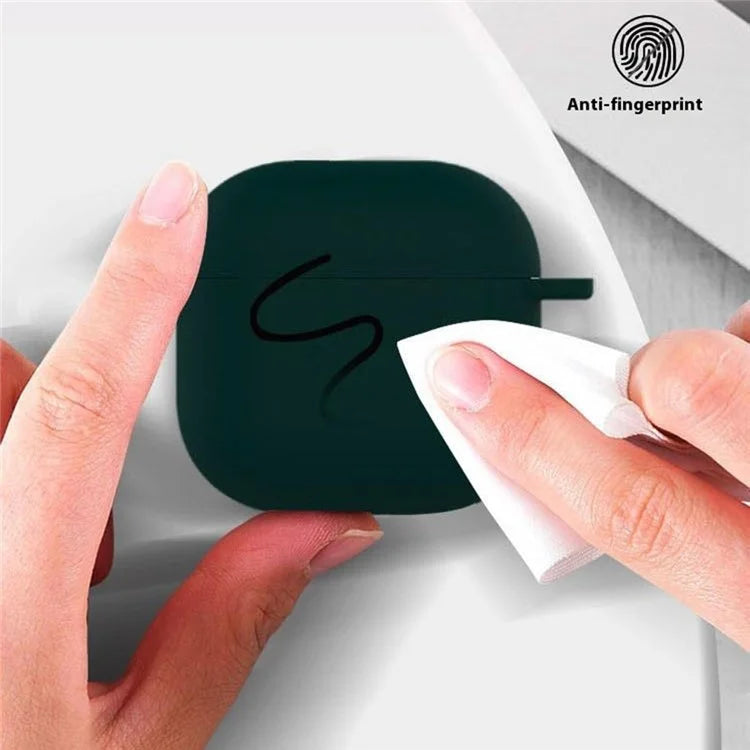 For AirPods 4 Silicone Case Soft Wireless Earbud Organizer Cover Thickness 1.5mm with Carabiner