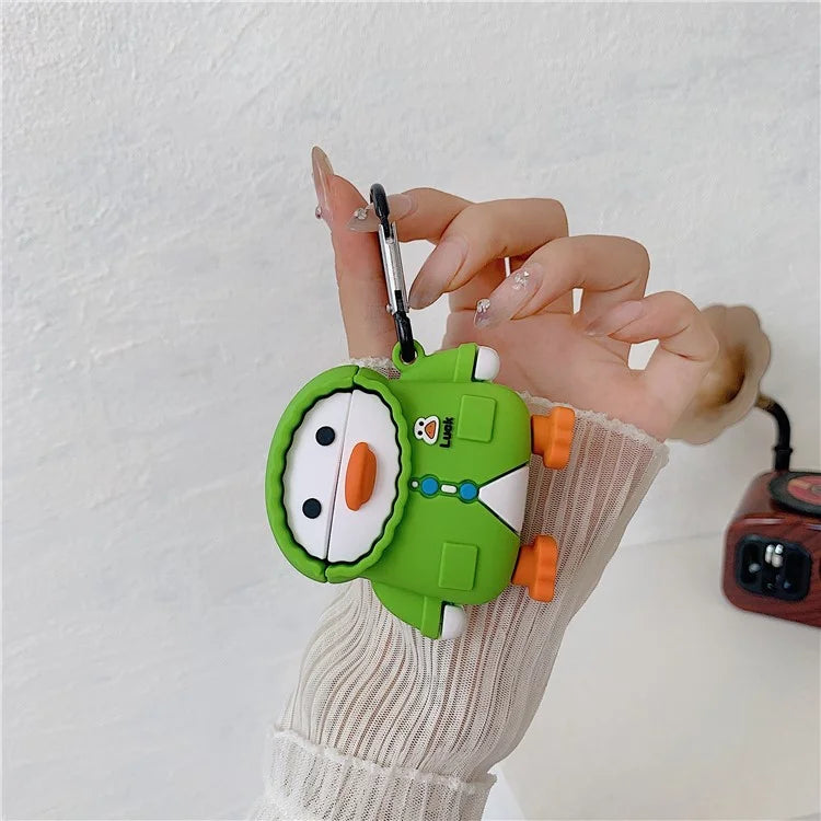 Silicone Case for AirPods with Charging Case (2016) / (2019) / AirPods with Wireless Charging Case (2019) Raincoat Duck Style Earphone Cover