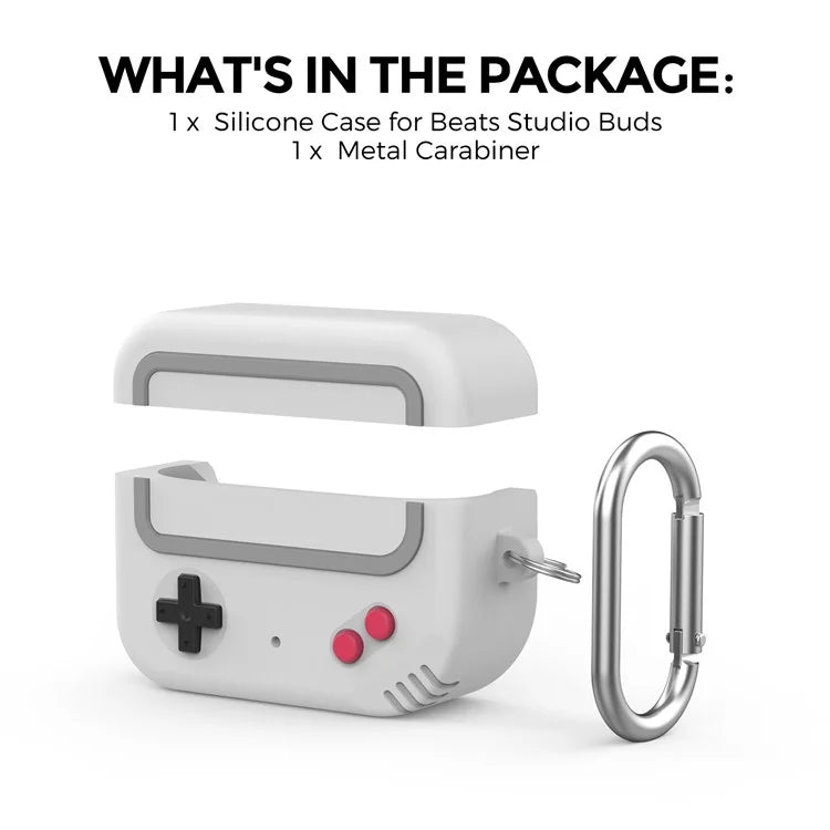 AHASTYLE PT-JY13 For Beats Studio Buds 2021 / Buds+ 2023 Charging Case Cover Game Controller Style 2-Piece Protective Silicone Case