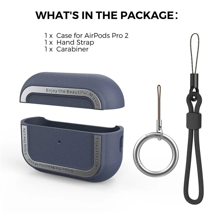 AHASTYLE JY09 For AirPods Pro 2 Protective Case TPU+Aluminum Alloy Split Type Earphone Cover