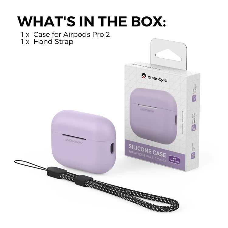 AHASTYLE PT187-2-C Silicone Case for AirPods Pro 2 / Pro (Gen 2) (USB-C) Earphone Cover with Strap