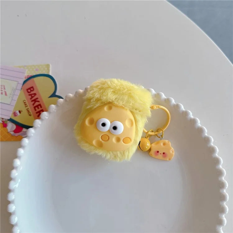 Cute Cheese Plush Cover for Apple AirPods with Charging Case (2016) / (2019) / AirPods with Wireless Charging Case (2019) Earphone Case