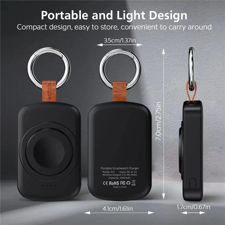 X27 For Apple Watch Series 1 2 / 3 42mm 4 / 5 / 6 / SE 44mm 8 / 7 / 9 45mm Ultra / Ultra2 49mmMagnetic Wireless Charger ABS+PC Power Bank