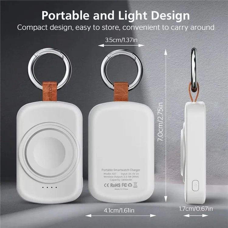 X27 For Apple Watch Series 1 2 / 3 42mm 4 / 5 / 6 / SE 44mm 8 / 7 / 9 45mm Ultra / Ultra2 49mm Magnetic Wireless Charger ABS+PC Power Bank