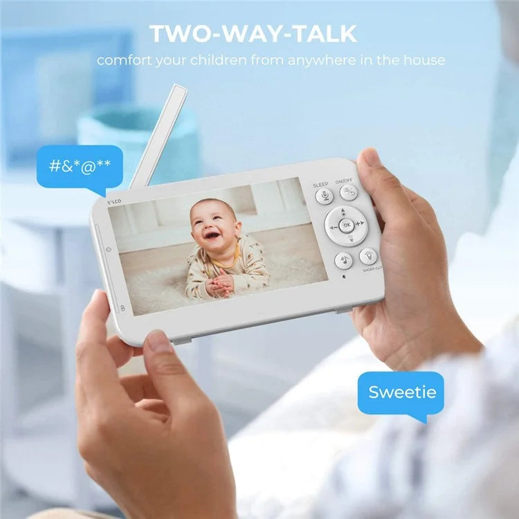 960 Baby Monitor 5-inch Wireless Digital Monitor Infrared Night Vision Two-way Intercom