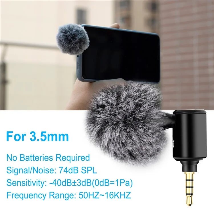 PULUZ PU614B 3.5mm Wireless Lavalier Microphone Clip-On Unidirectional Lapel Mic for Interview, Live Stream