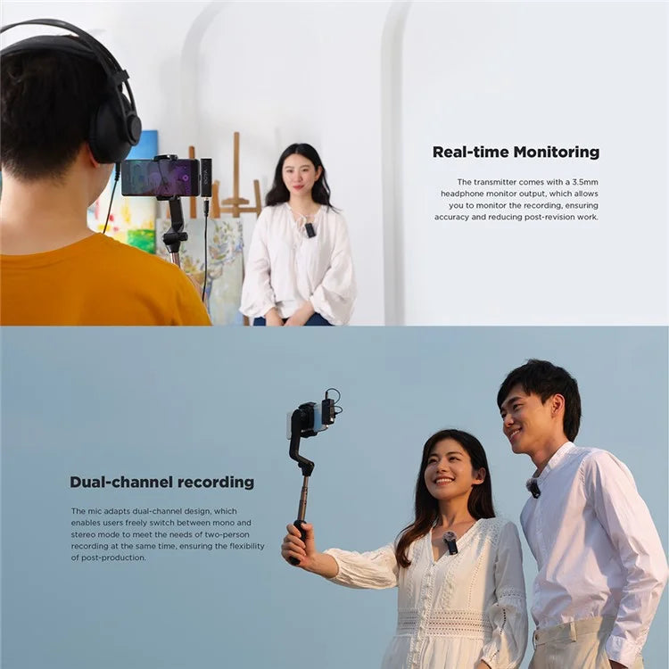 BOYA WMic5-M5 Video Recording Wireless Microphone Lapel Clip Mic, 1 Transmitter + 1 USB-C Receiver