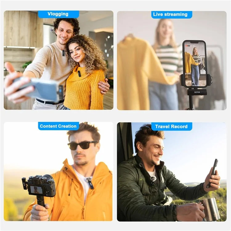BOYA BOYALINK A1 Wireless Microphone Phone Camera Vlogging Lapel Clip Mic, 1 Transmitter + 1 Receiver