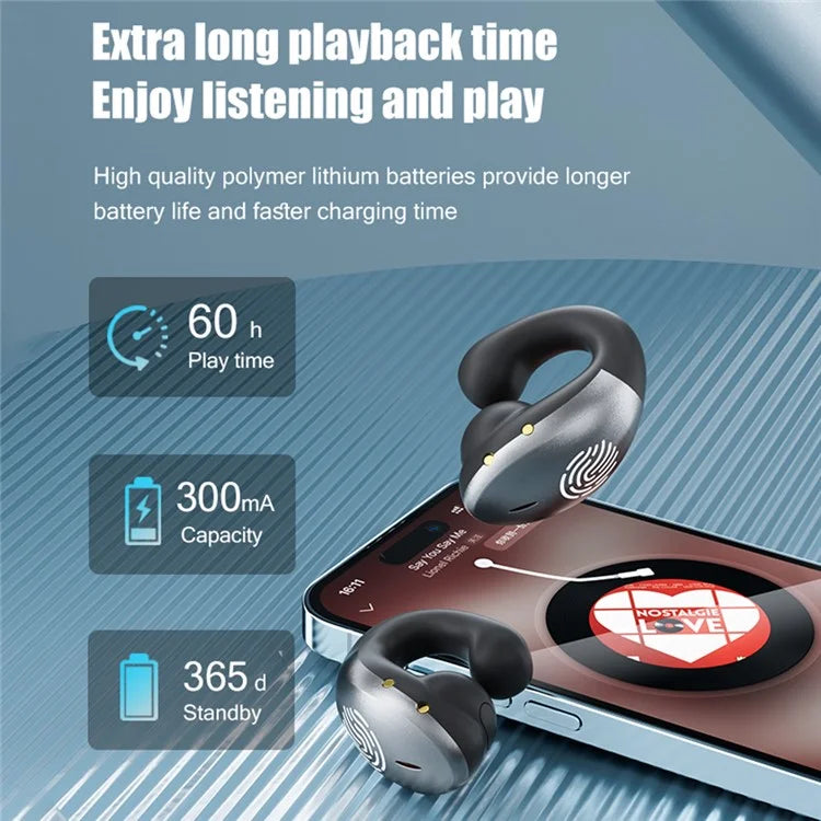 DAMIX AS-01 Bluetooth 5.5 Headphones Fingerprint Touch Clip-On Wireless Earphones