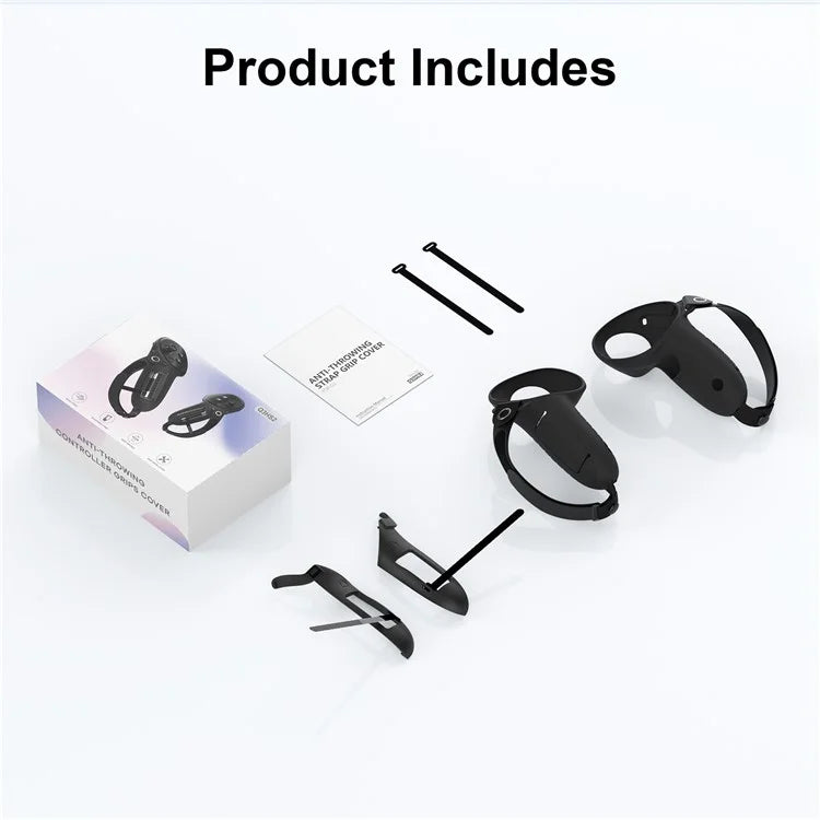 AMVR Q3HS2 For Meta Quest 3 Controller 1 Pair Silicone Cover Adjustable Hand Strap Protective Sleeve