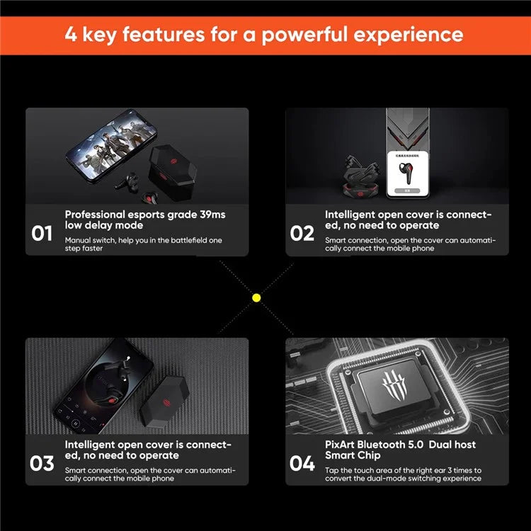 REDMAGIC BH4004 TWS In-Ear Headset Wireless Bluetooth Earphone Touch Control Headphone